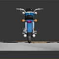 Blue Motorcycle Parked On Cracked Brown Platform With Shiny Chrome Details And Smooth Design