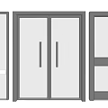 Modern Glass Doors With Different Handle Designs And Metal Frames 3d model