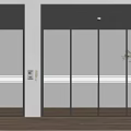 Modern Sliding Glass Doors With Black Frames Light Wall And Indoor Plant