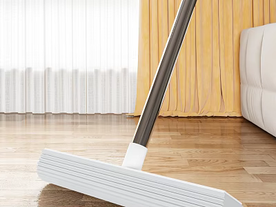 Effective Daily Cleaning Mop With White Head And Long Handle For Wooden Floor Cleaning 3d model
