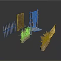 Rustic Scene Components Featuring Reed Fences Straw Screens And Wooden Racks