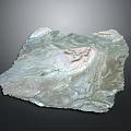 Detailed 3D Terrain Model of Mountain Landscape With Rolling Hills And Rocky Formations