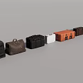 Stylish Assorted Luggage Collection With Black Brown Orange White Wheeled Suitcases And Handheld Bags