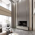 Modern Loft Living Room With Sofa Round Coffee Tables And Tall Windows