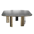 Sleek Modern Dining Table Featuring Oval Dark Wood Top And Gold Black Metal Legs Design