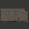Ancient Ruined Medieval Chamber With Stone Walls Arched Vaults Shield And Debris