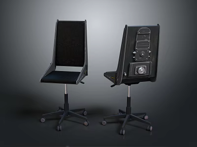 Modern Black Leisure Chairs Two Piece Set With Rolling Wheels And Sturdy Base 3d model