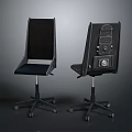 Modern Black Leisure Chairs Two Piece Set With Rolling Wheels And Sturdy Base 3d model
