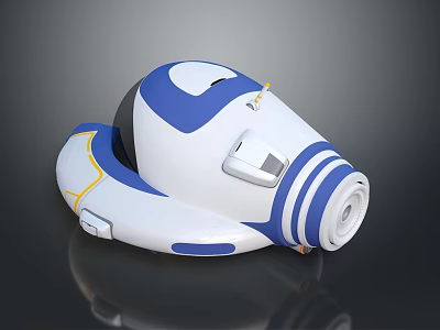 Futuristic Blue And White Device With Yellow Accents Circular Structure And Lens Like Component 3d model