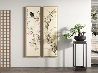 New Chinese Plant Painting Flower and Bird Decorative Painting Hanging Painting 3d model