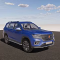 Blue SUV Parked Next to Tree on Black Asphalt Road Under Blue Sky