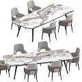 Modern Luxury Dining Table Interior Design With Marble Tabletop And Sleek Chairs 3d model