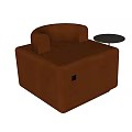 Modern Brown Single Sofa With Curved Armrest Square Base And Small Round Table 3d model