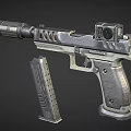 Modern Tactical Pistol With Ergonomic Textured Grip Detachable Magazine And Tactical Sight