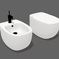 Modern White Toilet With Sink And Black Faucet In Bathroom Design