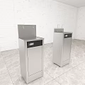 Two Floor Standing Stainless Steel Water Dispensers with Light Tile Background 3d model