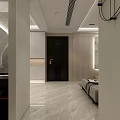 Modern Elegant Living Dining Room With Open Concept Marble Floor Beige Walls White Cabinets And Sofa