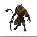 Wolf Like Man Wearing Yellow Cloak Holding Axe With Decorative Outfit