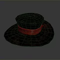 Stylish Dark Brown Wide Brim Hat With Round Top And Red Decorative Band