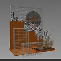 Elegant Photo Spot With White Grid Structure Orange Decorative Elements Stone Piles And Reed Plants