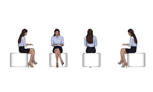 Fashion Women Business Office Characters Temperament Beauty Sitting Posture Women 3d model