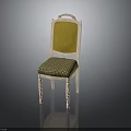 Classic White Frame Chair With Green Backrest And Checkered Seat Cushion