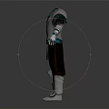 Silver Armor With Turquoise Accents Shoulder Plates Leg Guards Boots And Dark Pants