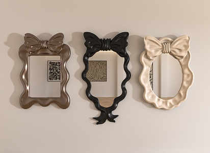 Bowknot mirror decorative mirror bathroom mirror 3d model