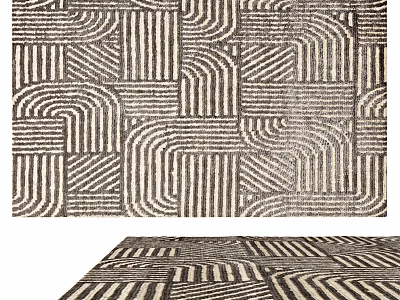 Square Rug With Abstract Geometric Line Patterns For Interior Decor 3d model