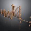 Ancient Wooden Defense Weapon Structure With Arranged Crossed Bars And Feet