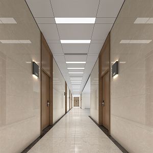 Modern aisle office aisle corridor door number 3d model