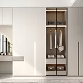 Modern Minimalist Wardrobe With Glass Door Clothes Storage Space And Dressing Table