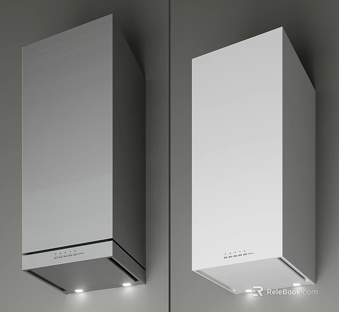 Stainless Steel And White Kitchen Cabinets With Built In Appliances 3d model 