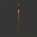 Ornate Decorative Sword with Red Blade and Golden Hilt Design Displayed on Gray Background