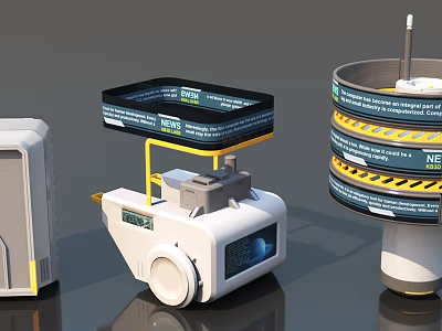 Mobile Display Shelves With Multi Tier Design And Digital Screen Panels 3d model