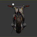 Vintage Style Motorcycle With Red Seat Metallic Body And Chunky Off Road Tires