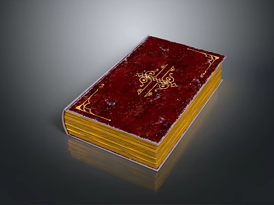 Red Cover Book With Golden Patterns And Elegant Hardcover Design For Daily Use 3d model