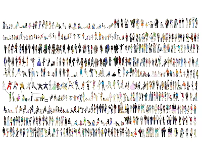 Group Of People Engaging In Collaborative Outdoor Activity Together 3d model