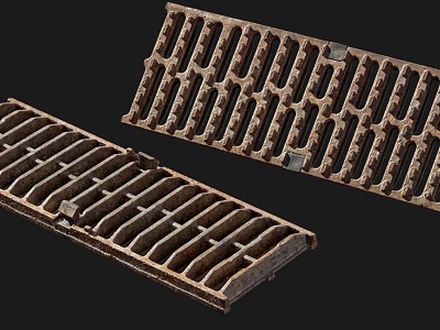 Road Infrastructure Heavy Duty Cast Iron Slotted Grates for Urban Drainage Systems 3d model