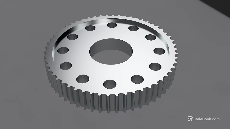 Metal Gear With Toothed Edge And Multiple Holes For Mechanical Use 3d model 