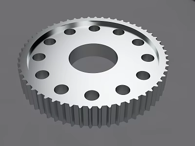 Metal Gear With Toothed Edge And Multiple Holes For Mechanical Use 3d model