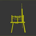 Wooden Mechanical Device With Frame Structure And Metal Rods On Platform Base