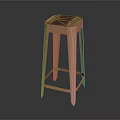 Modern Copper Metal Bar Stool With Square Seat And Slim Supportive Legs