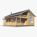 Wooden Detached House Exterior Design With Gabled Roof Porch Balcony And Large Windows