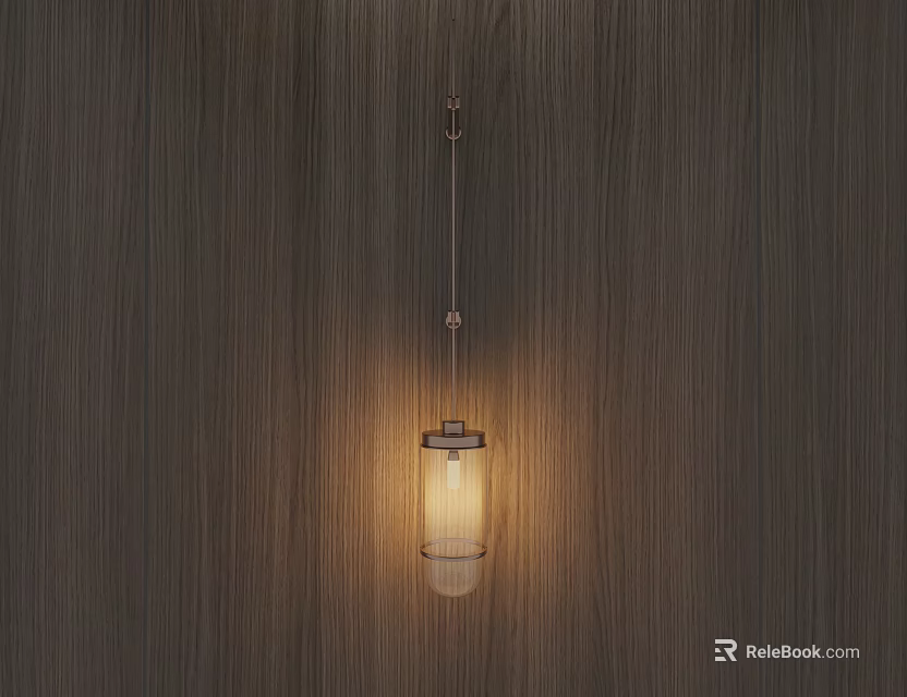 Modern Minimalist Wall Lamp With Glass Shade Emitting Warm Glow On Wooden Wall 3d model 