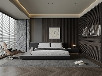 Minimalist Premium Grey Bedroom 3d model