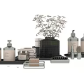 Elegant Bathroom Cabinets With Towels Fragrance Bottles Soap And Decorative Vase