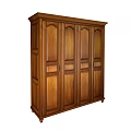 Classic Wooden Wardrobe With Four Paneled Doors Brown Finish Traditional Design