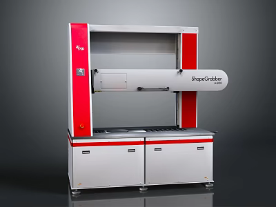 SharpShooter Industrial Equipment With Red And White Frame Mechanical Arm Part And Cabinet Base 3d model