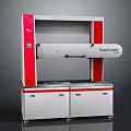 SharpShooter Industrial Equipment With Red And White Frame Mechanical Arm Part And Cabinet Base